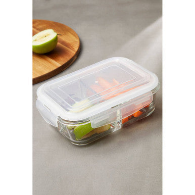 Freska 3 Section Rectangular Glass Container With Lid 1040 Ml