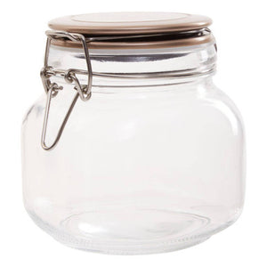 Luca Square 800Ml Glass Jar With Champagne Lid