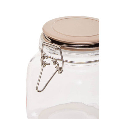Luca Square 1050Ml Glass Jar With Champagne Lid