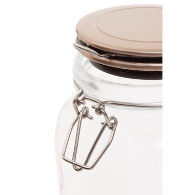 Luca Square 1550Ml Glass Jar With Champagne Lid
