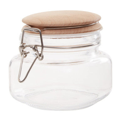 Luca Square 500Ml Glass Jar With Wooden Lid