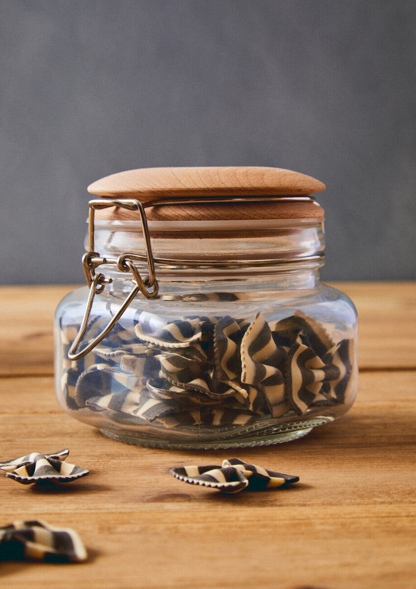 Luca Square 500ml Glass Jar With Wooden Lid