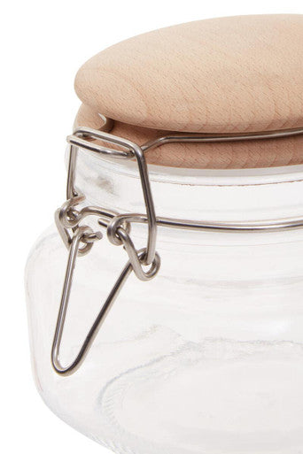 Luca Square 500Ml Glass Jar With Wooden Lid