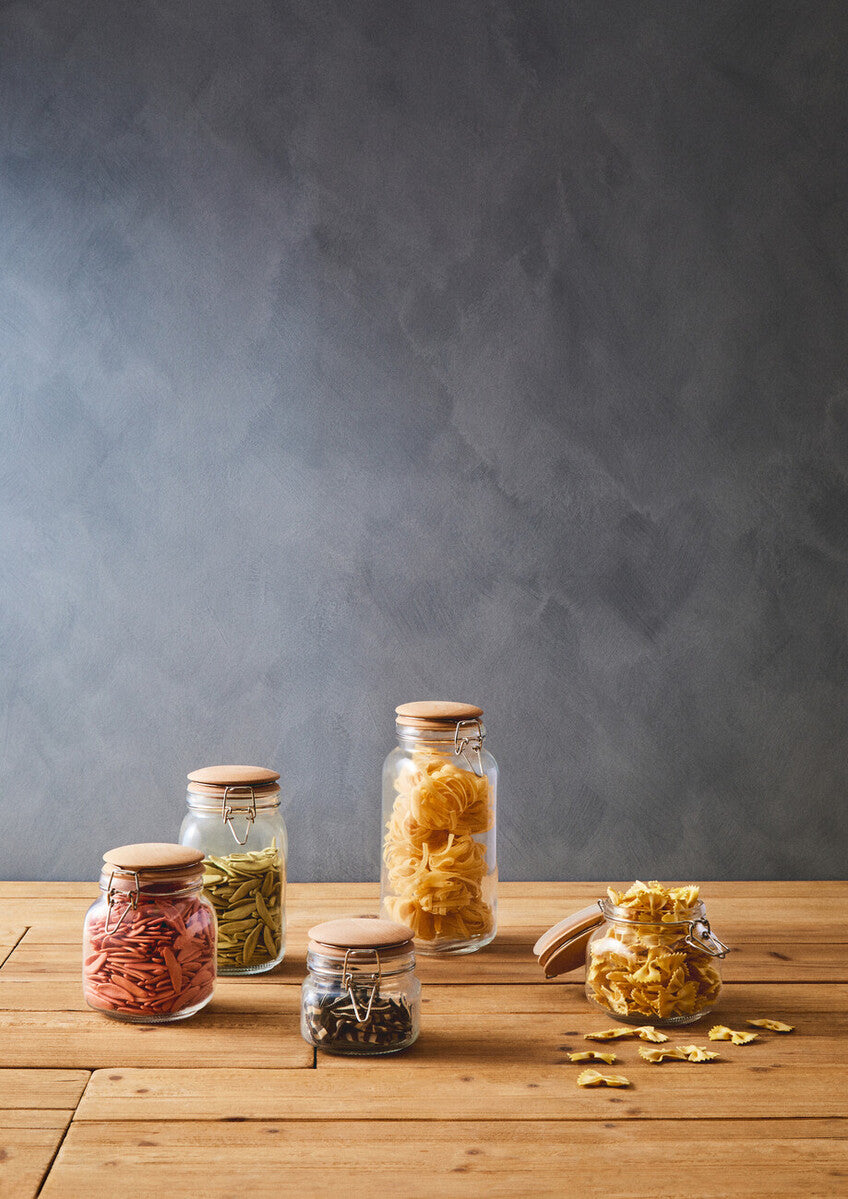 Luca Square 800ml Glass Jar With Wooden Lid