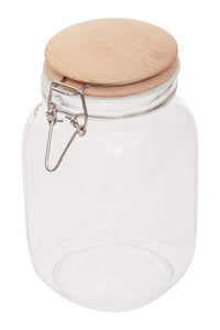 Luca Square 1550Ml Glass Jar With Wooden Lid