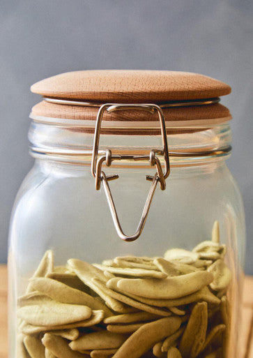 Luca Square 1550Ml Glass Jar With Wooden Lid