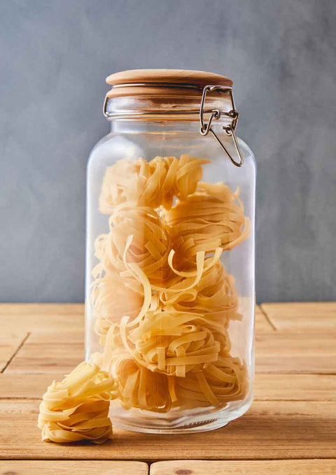 Luca Square 2150ml Glass Jar With Wooden Lid.
