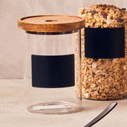 Glass Storage Jar with Acacia Lid and Chalkboard 750 Ml | Tromso