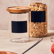 Glass Storage Jar with Acacia Lid and Chalkboard 950 Ml | Tromso