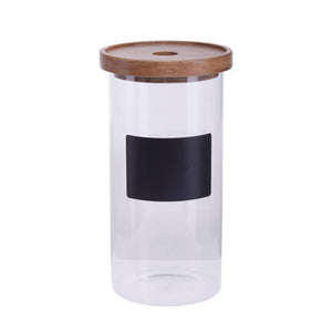 Glass Storage Jar with Acacia Lid and Chalkboard 1300 Ml | Tromso