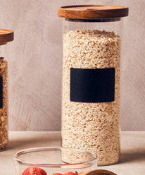 Glass Storage Jar with Acacia Lid and Chalkboard 1800 Ml | Tromso