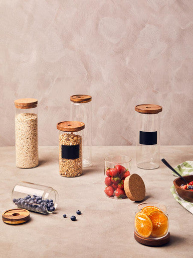 Tromso Glass Storage Jar with Acacia Lid and Chalkboard 1800 ml