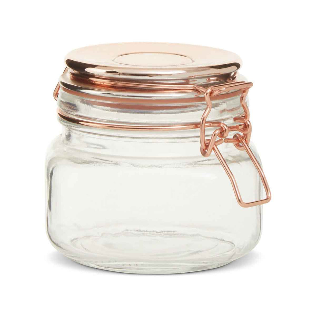 500Ml Sqr Glass Jar Clip Top Rose Gold Lid