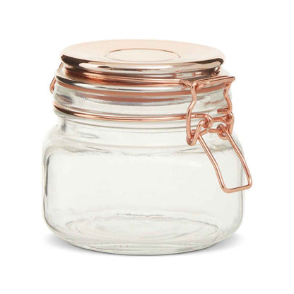 500Ml Sqr Glass Jar Clip Top Rose Gold Lid