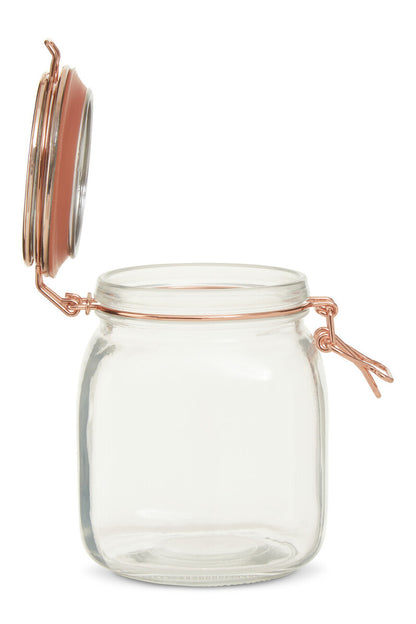 1000Ml Sqr Glass Jar Clip Top Rose Gold Lid