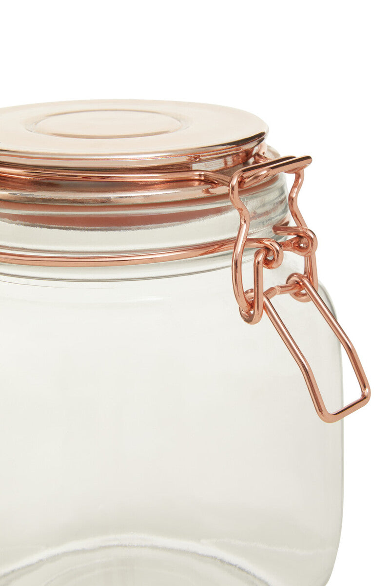 1000Ml Sqr Glass Jar Clip Top Rose Gold Lid