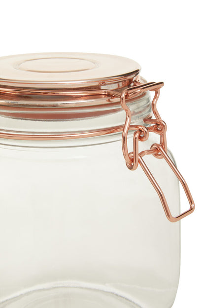 1000Ml Sqr Glass Jar Clip Top Rose Gold Lid