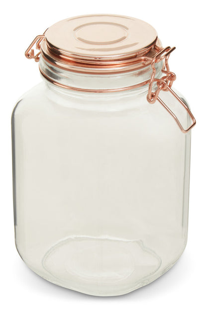 2000Ml Sqr Glass Jar Clip Top Rose Gold Lid