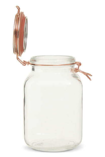 2000Ml Sqr Glass Jar Clip Top Rose Gold Lid