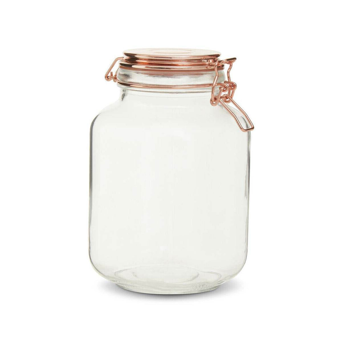 2000Ml Sqr Glass Jar Clip Top Rose Gold Lid - Orsina