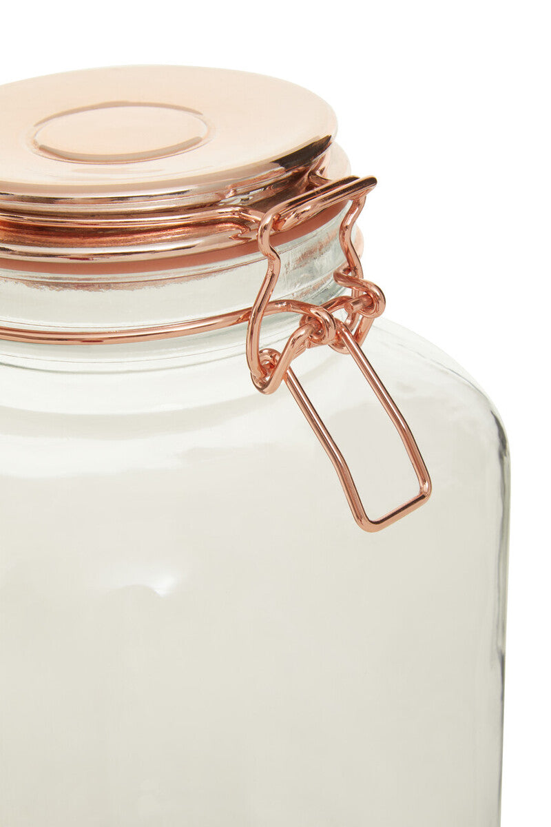 3000Ml Sqr Glass Jar Clip Top Rose Gold Lid