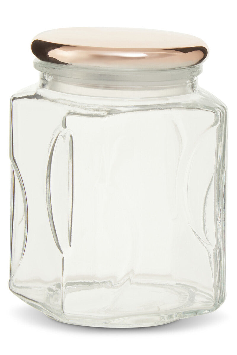 750Ml Sqr Glass Jar Rose Gold Lid