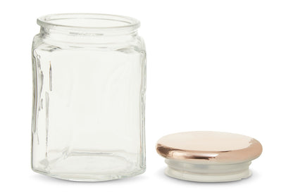 750Ml Sqr Glass Jar Rose Gold Lid