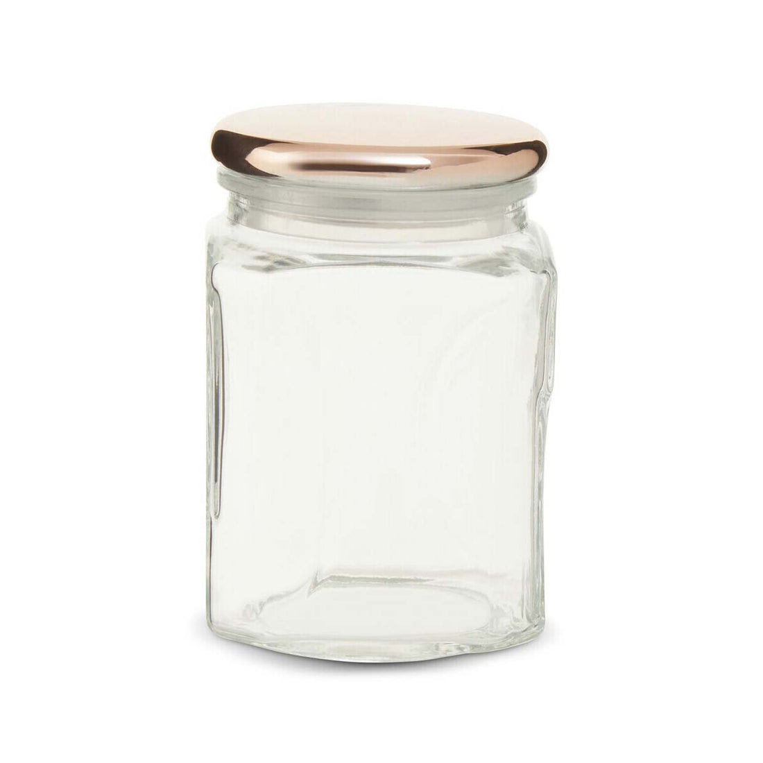 750Ml Sqr Glass Jar Rose Gold Lid