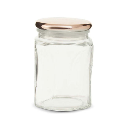 750Ml Sqr Glass Jar Rose Gold Lid