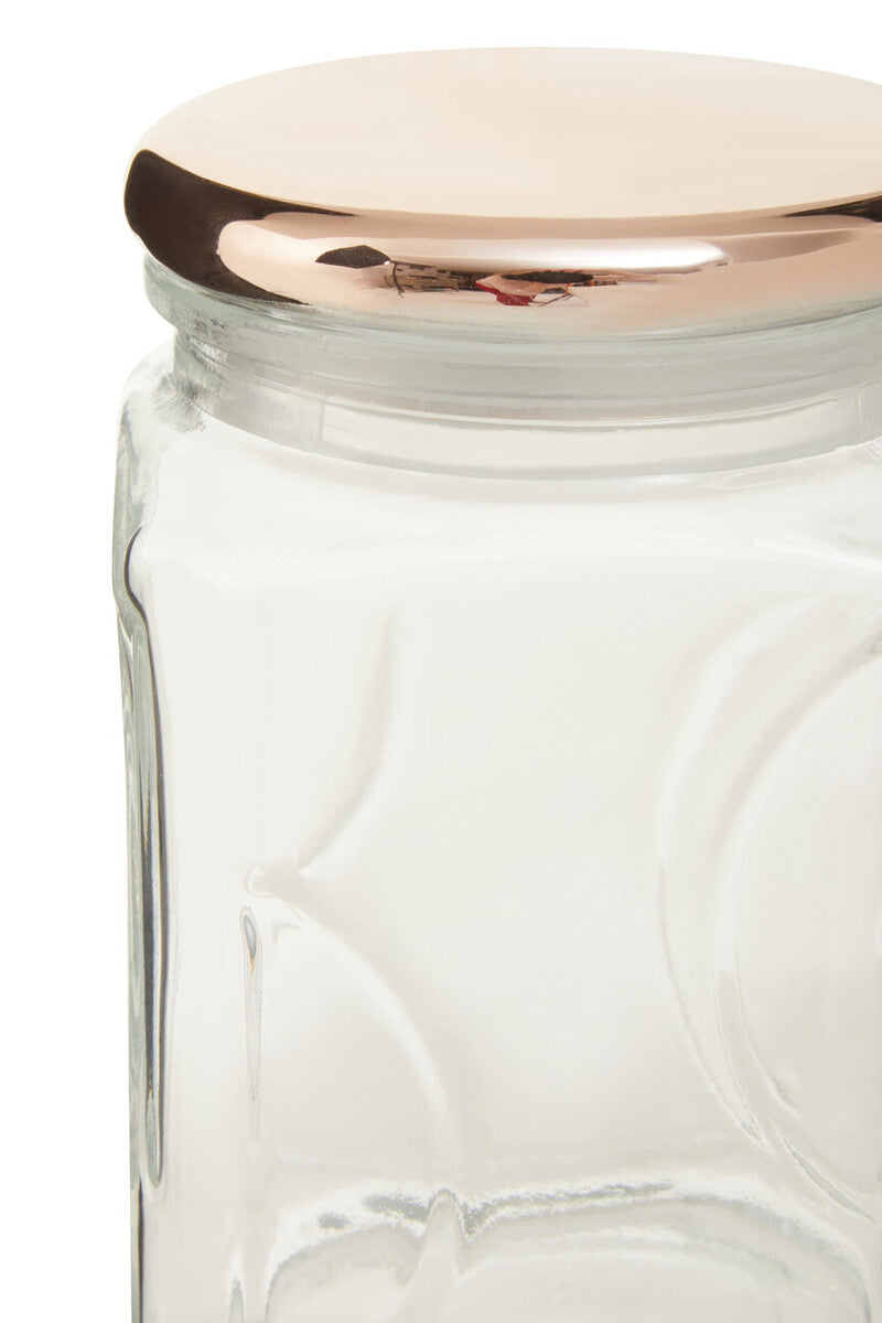 750Ml Sqr Glass Jar Rose Gold Lid