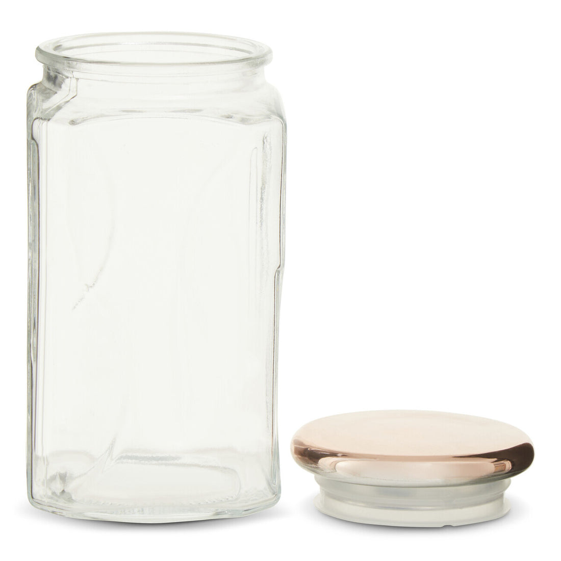 1040Ml Sqr Glass Jar Rose Gold Lid