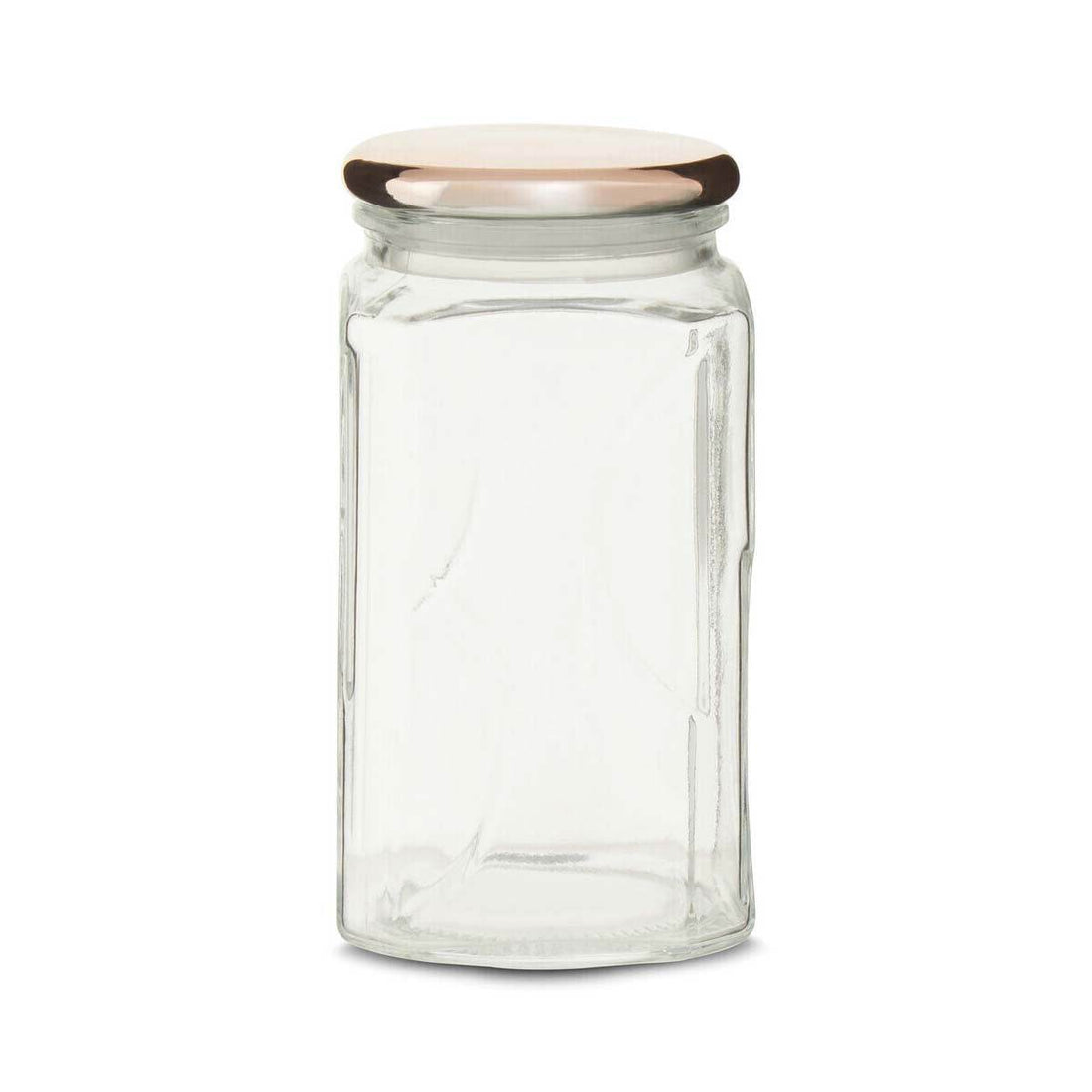 1040Ml Sqr Glass Jar Rose Gold Lid - Orsina