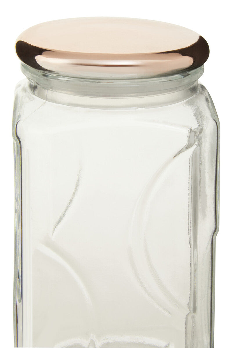 1040Ml Sqr Glass Jar Rose Gold Lid