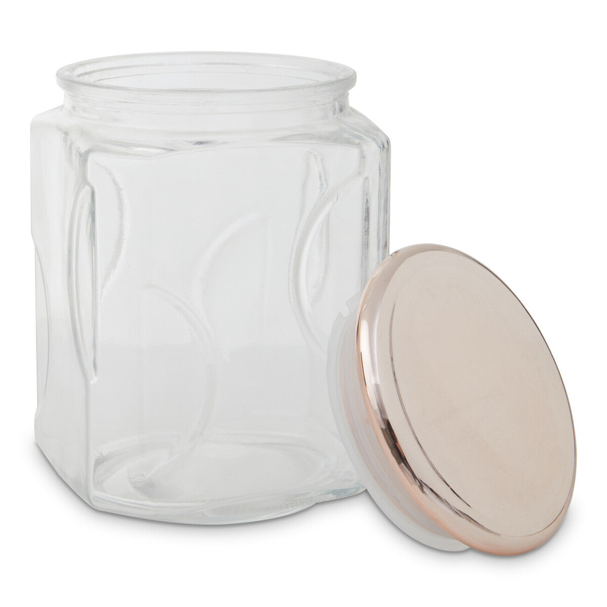 1850Ml Sqr Glass Jar Rose Gold Lid