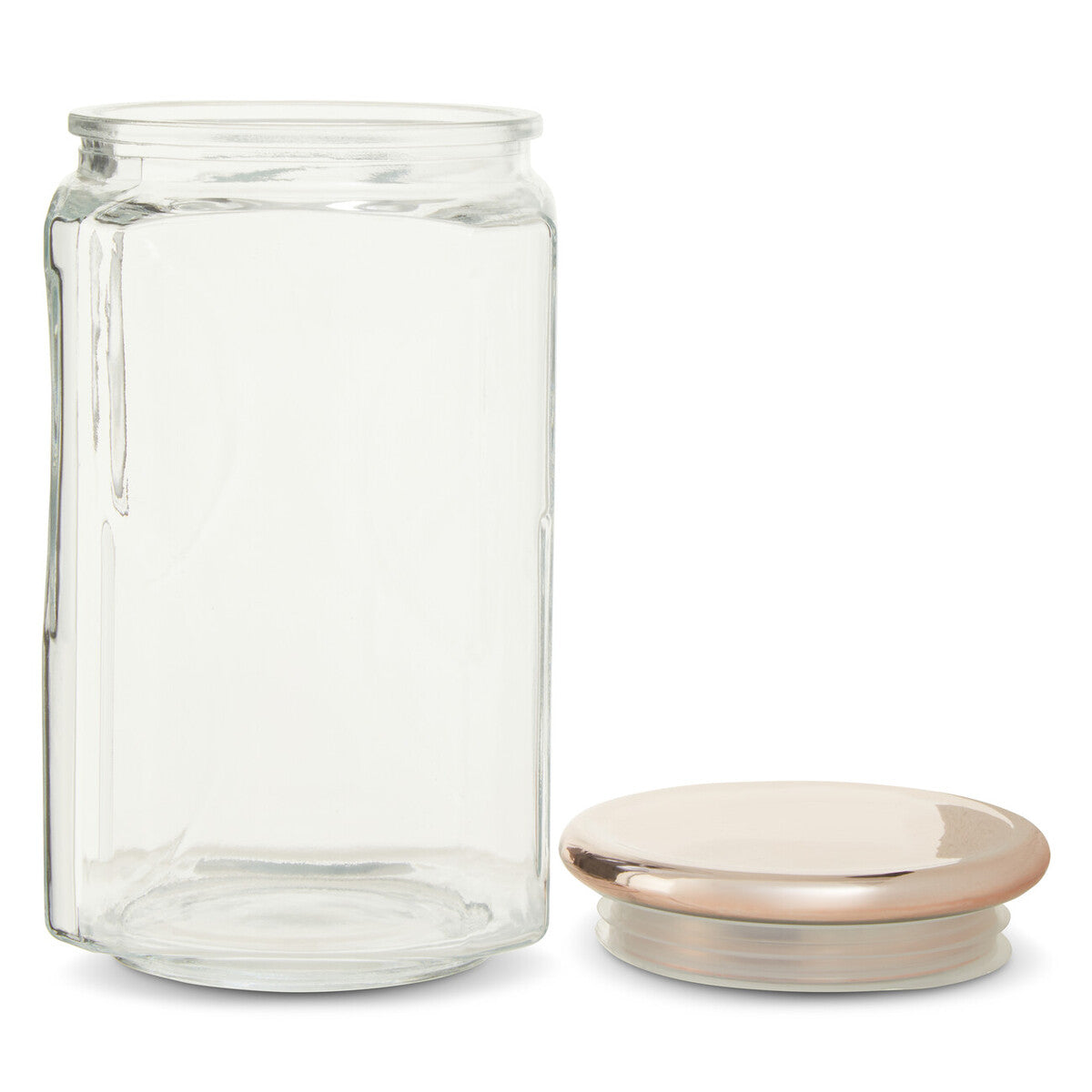 2300Ml Sqr Glass Jar Rose Gold Lid