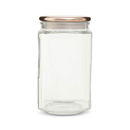 2300Ml Sqr Glass Jar Rose Gold Lid - Orsina