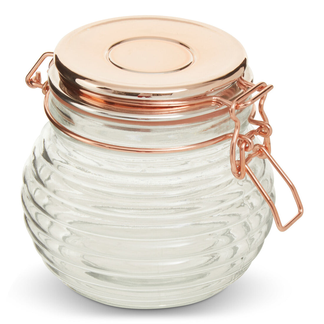 600Ml Rnd Glass Jar Clip Top Rose Gold Lid