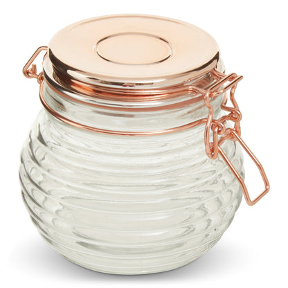 600Ml Rnd Glass Jar Clip Top Rose Gold Lid