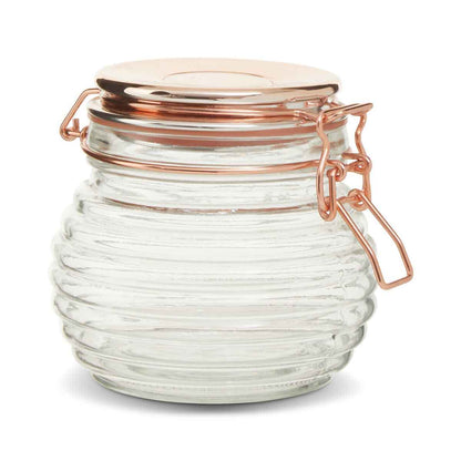 600Ml Rnd Glass Jar Clip Top Rose Gold Lid