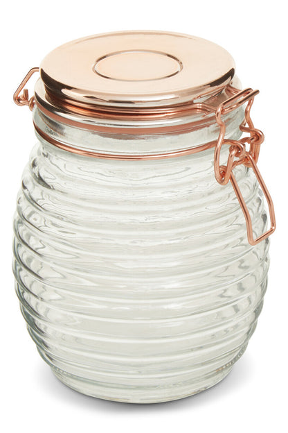 950Ml Rnd Glass Jar Clip Top Rose Gold Lid