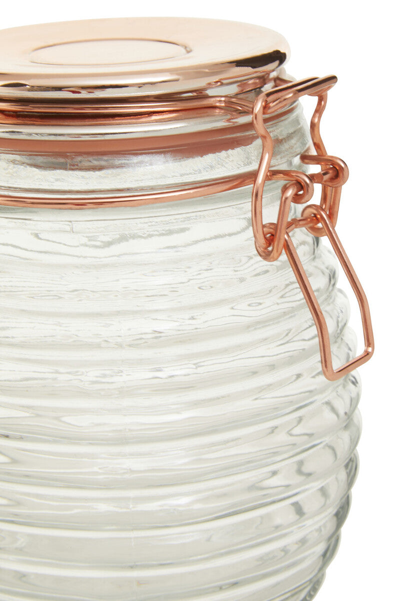 950Ml Rnd Glass Jar Clip Top Rose Gold Lid