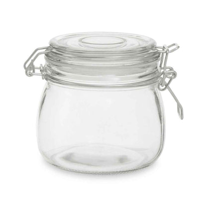 500Ml Rnd Glass Jar Clip Top Clear Lid