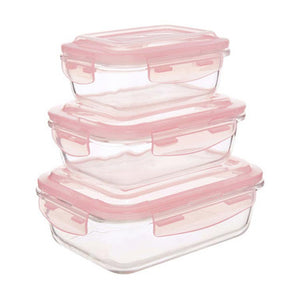 Freska Set Of Three Rectangular Glass Containers