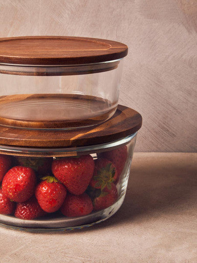 Freska 1650Ml Glass Container With Acacia Lid