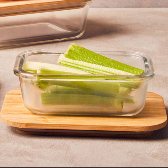 Freska 370Ml Glass Container With Bamboo Lid