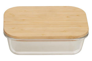 Freska 640Ml Glass Container With Bamboo Lid