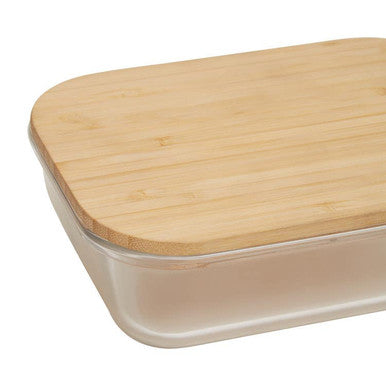 Freska 640Ml Glass Container With Bamboo Lid