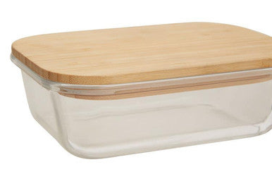 Freska 640Ml Glass Container With Bamboo Lid