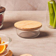 Freska 400Ml Glass Container With Bamboo Lid