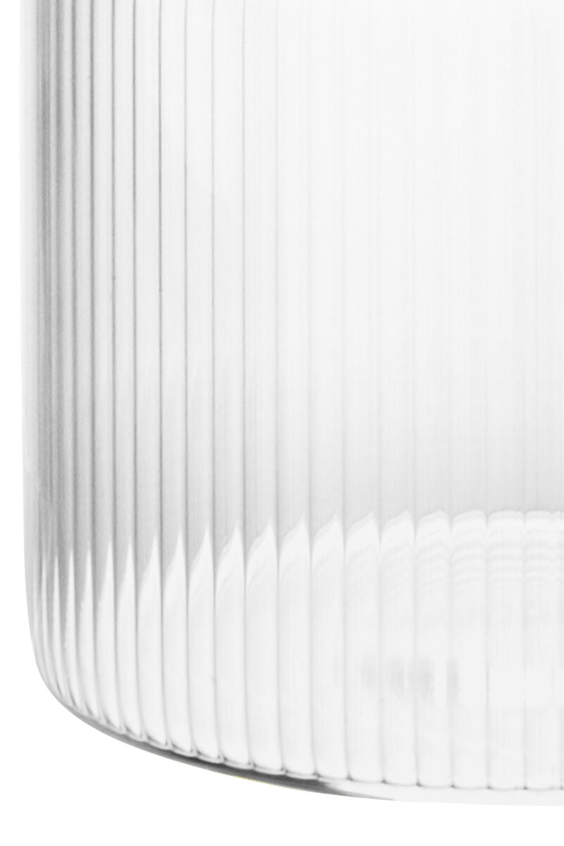Freska Ribbed Round Glass Jar with Acacia Wood Lid 540ml